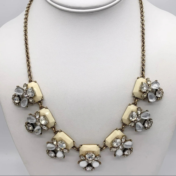 J. Crew Cream Jeweled Links Necklace - Picture 1 of 3